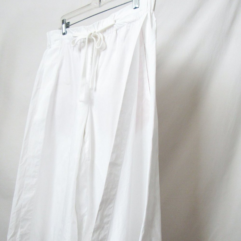VINCE Wide Leg Cotton Pants Side-Slit Culottes in White Size- M/L - Picture 9 of 17